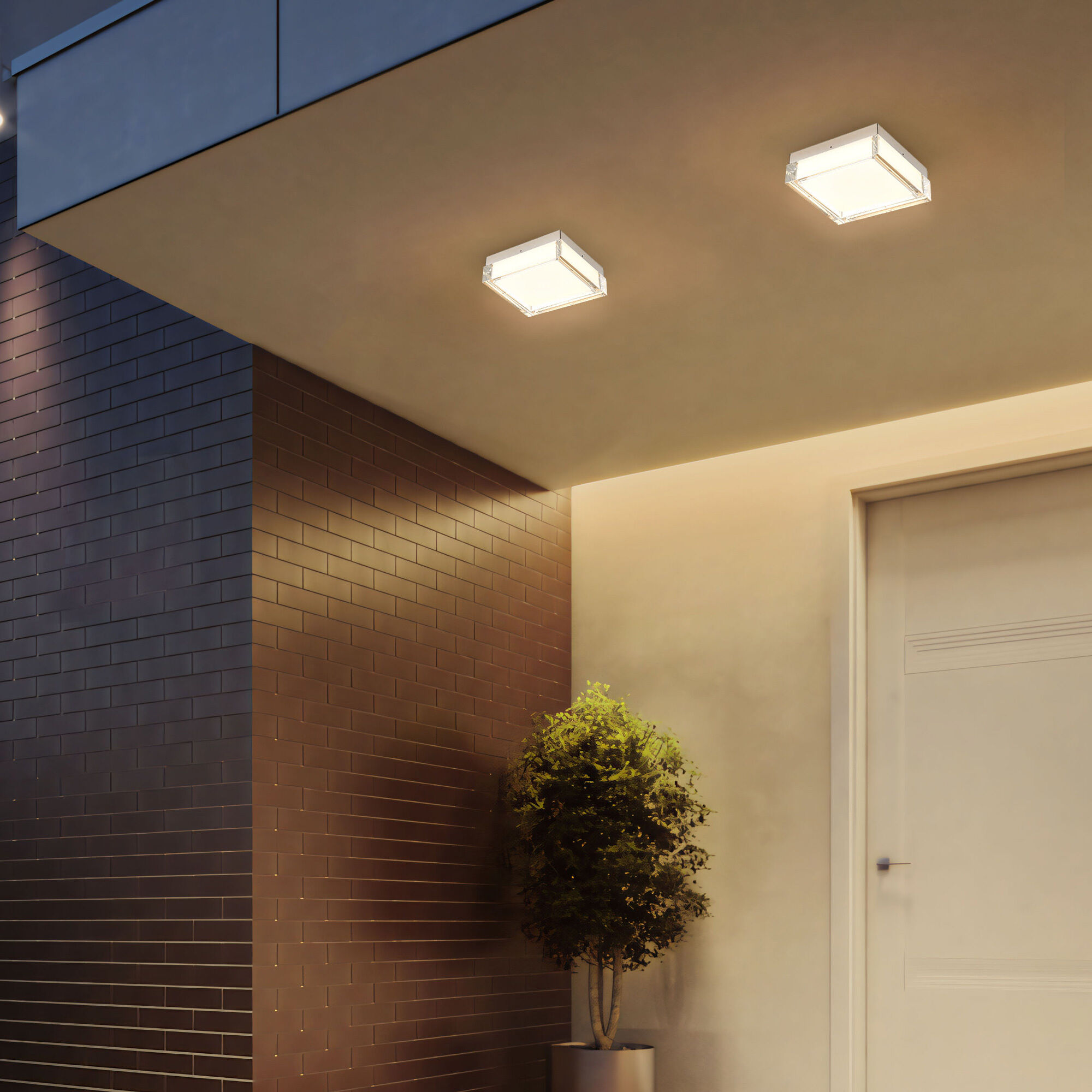 Box LED 8 inch Brushed Stainless Steel Outdoor Flush Mount